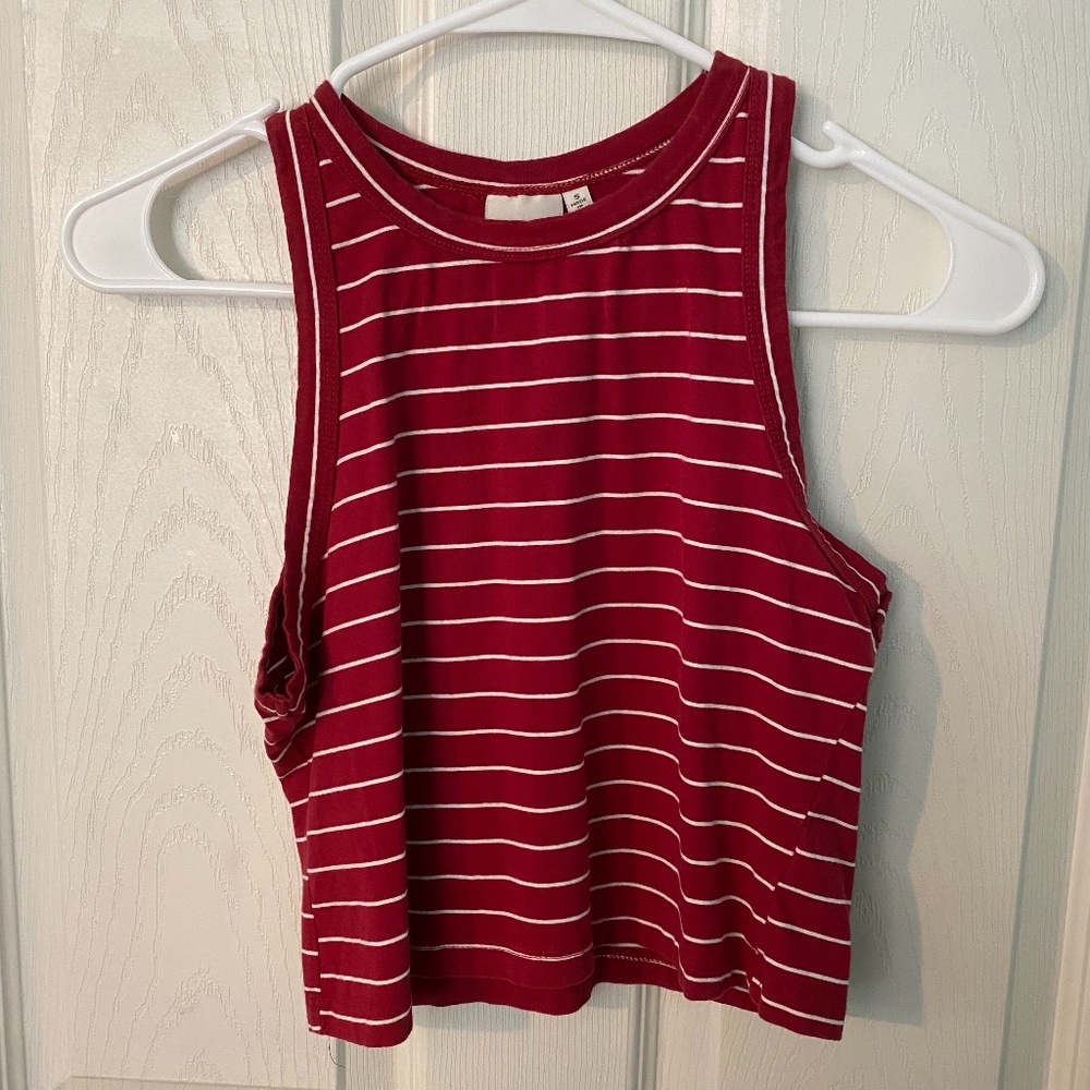 Red and White Striped Crop Top
